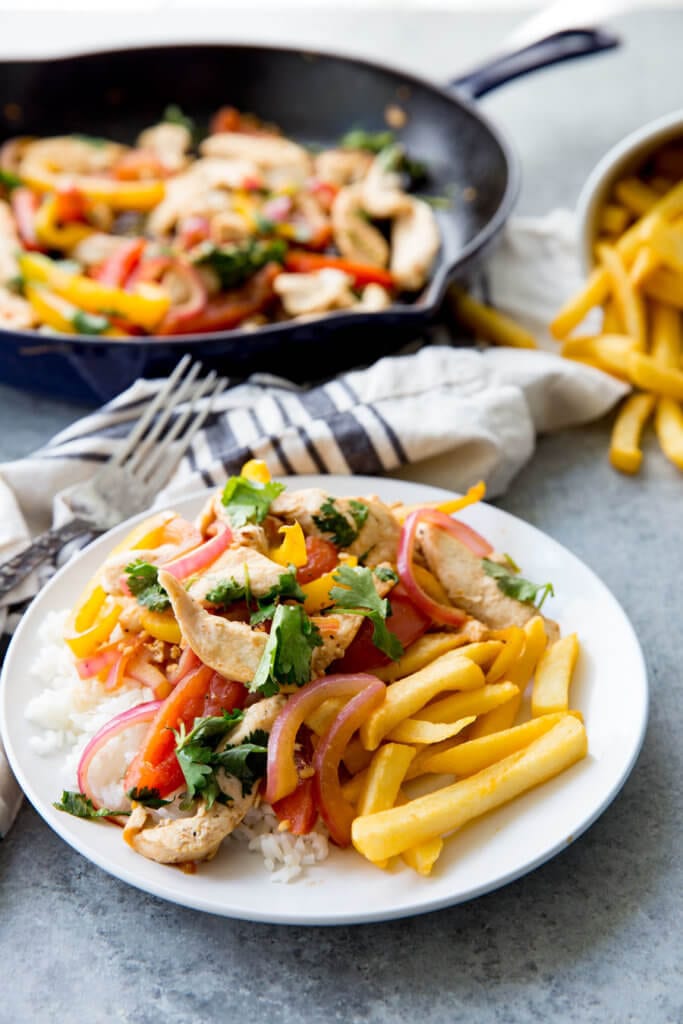 Pollo Saltado Chicken Stir fry Peruvian Chicken Stir Fry, this pollo saltado is a delicious fusion meal 