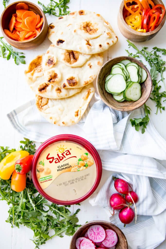 Vegetable Hummus Flatbread with Sabra hummus