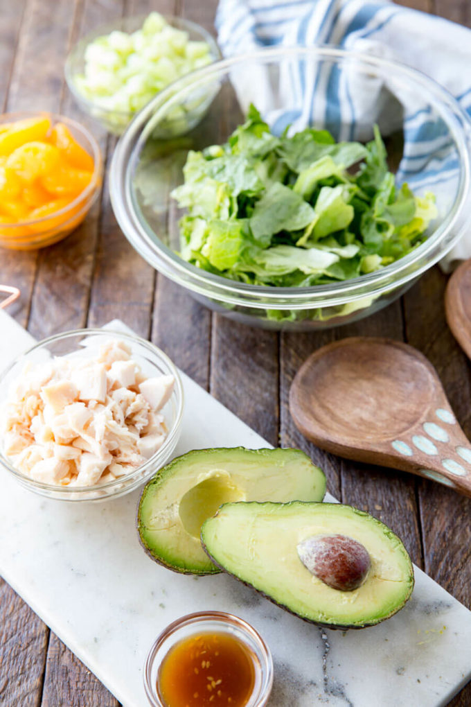 Avocado sesame ginger chicken salad