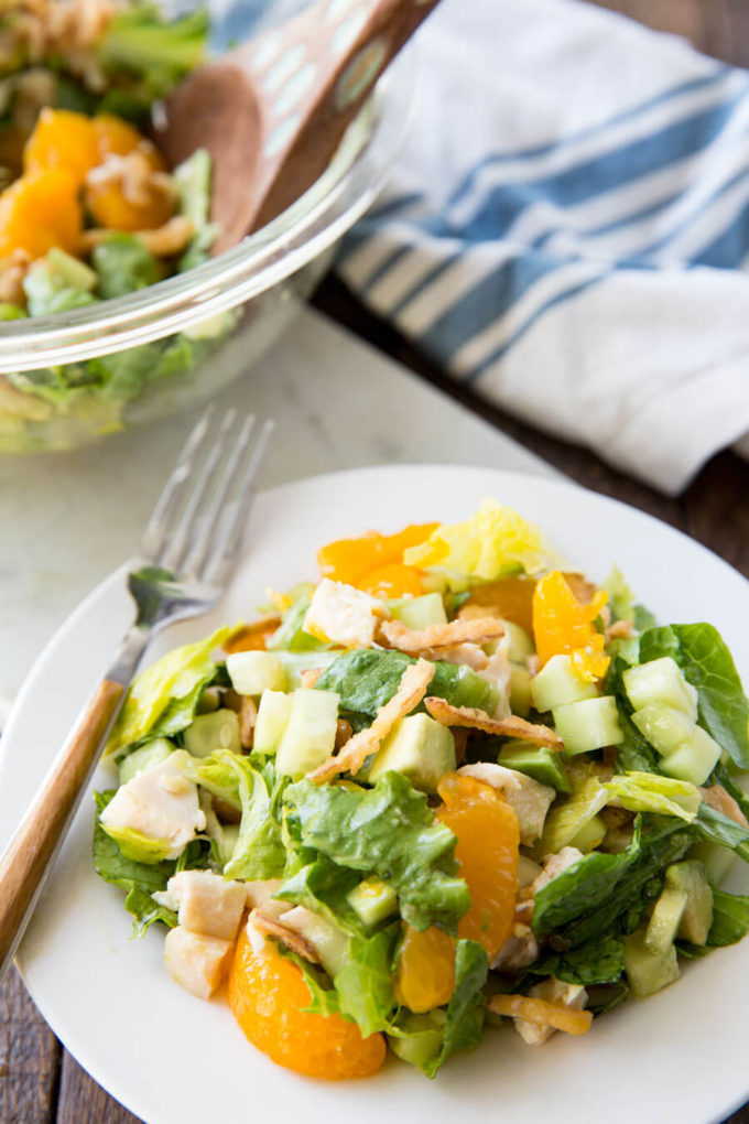 Avocado sesame ginger chicken salad