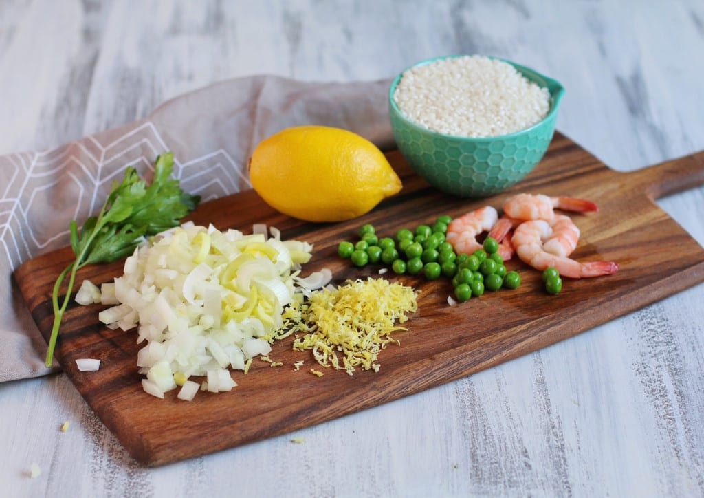 Baked Shrimp Pea and Lemon Risotto