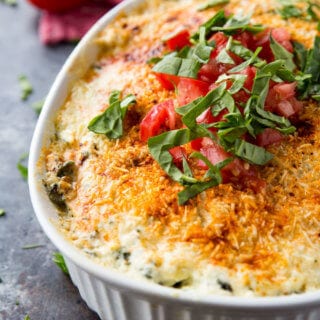 Spinach Artichoke Baked Chicken dinner using spinach artichoke dip