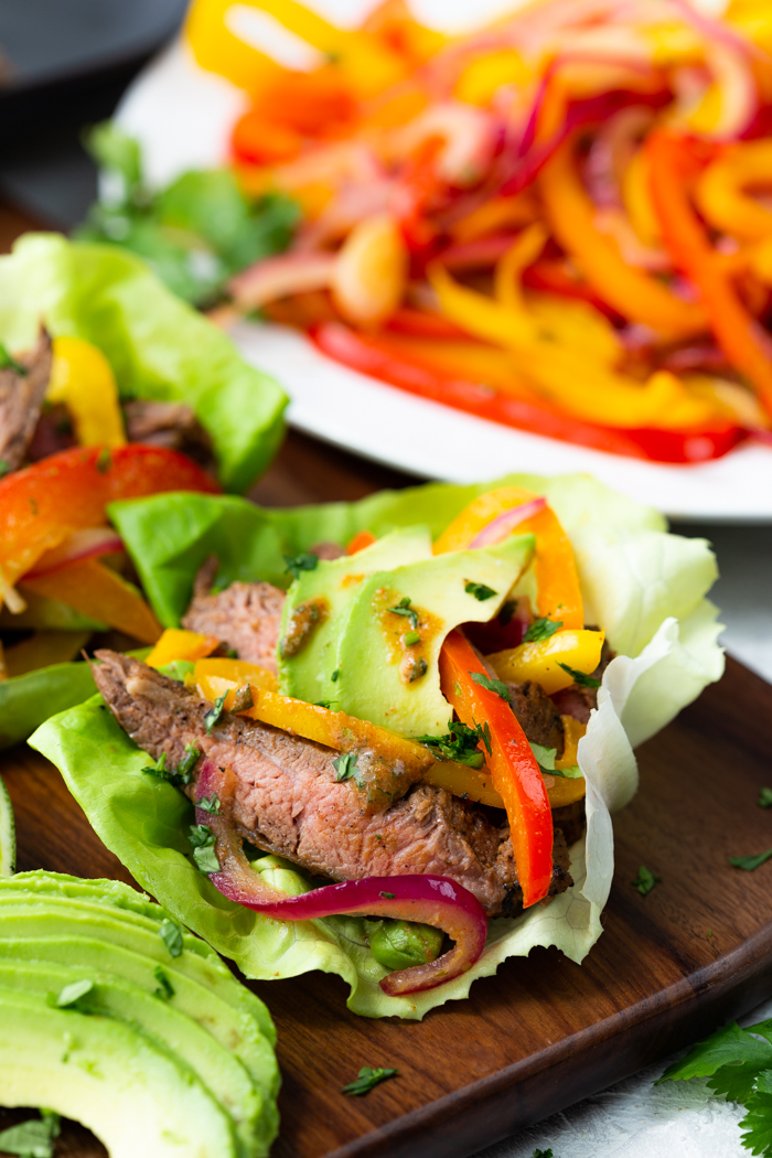 steak fajita lettuce wraps