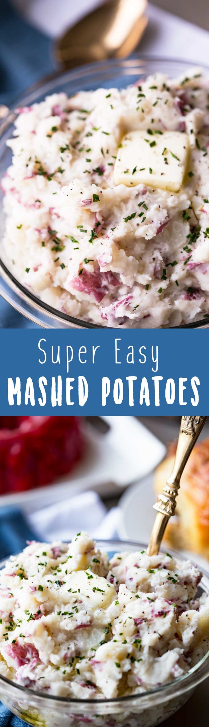 Super Easy Mashed Potatoes are rich, fluffy, buttery, and the perfect addition to your dinner table. And they are fluffy deliciousness rather than potato paste.