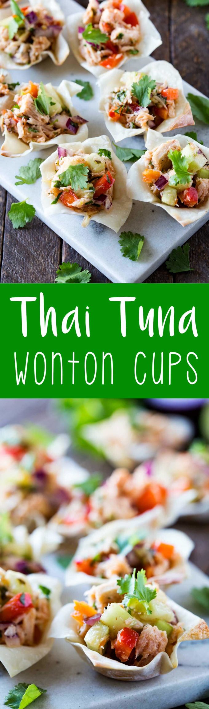 Thai Tuna Wonton Cups are a savory Thai inspired appetizer that is a great source of protein and absolutely delicious. 