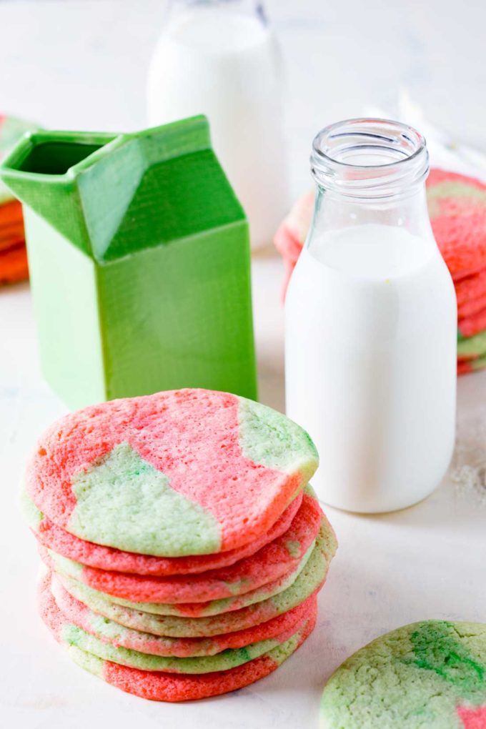 Fun Christmas colored sugar cookies, a great twist on a classic recipe