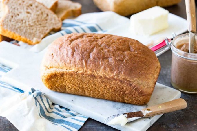 Loaves of hone whole wheat bread