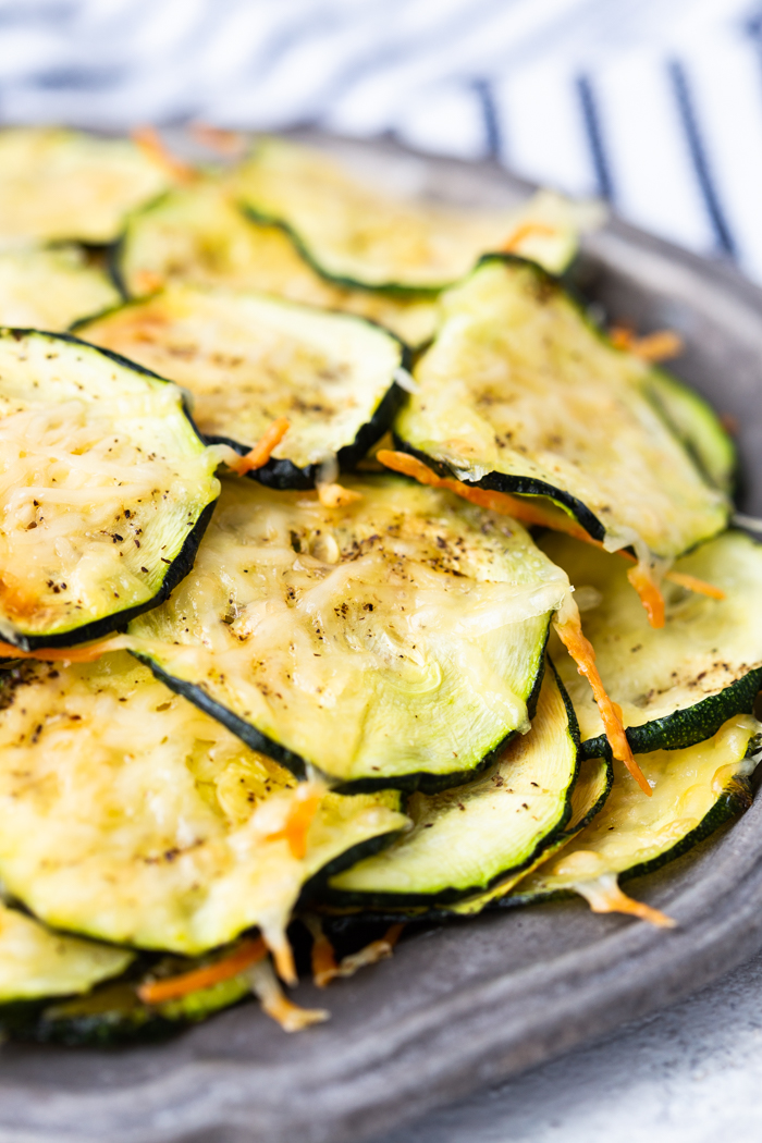 Zucchini parmesan chips are a great low carb snack