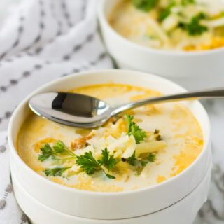 A bowl of zuppa toscana soup