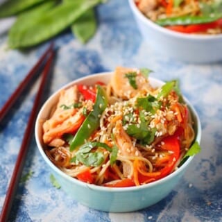 Salmon soba noodles