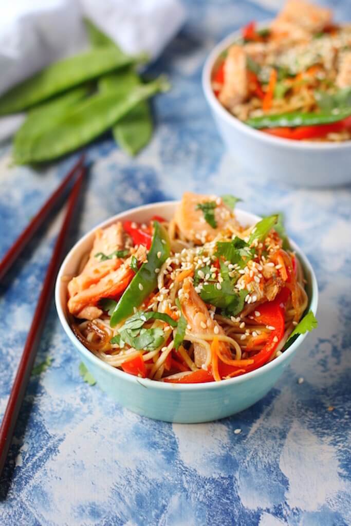 Salmon soba noodles