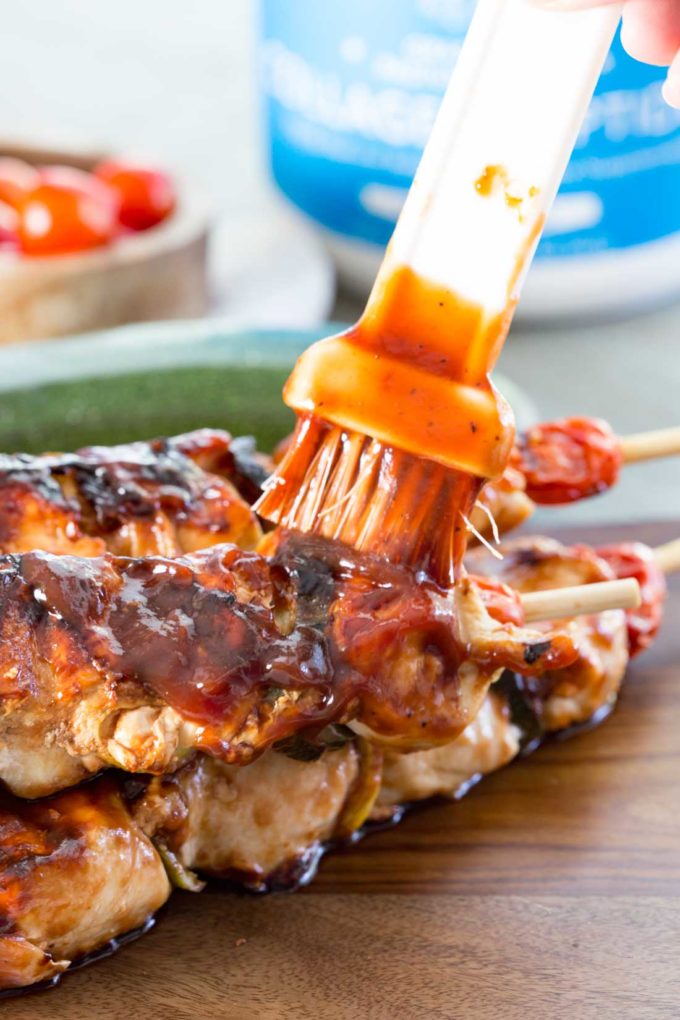 protein bbq sauce chicken skewers