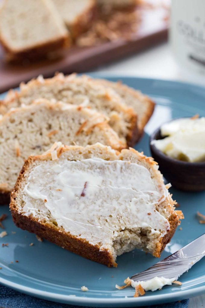 Coconut Vanilla Banana Bread is rich and delicious