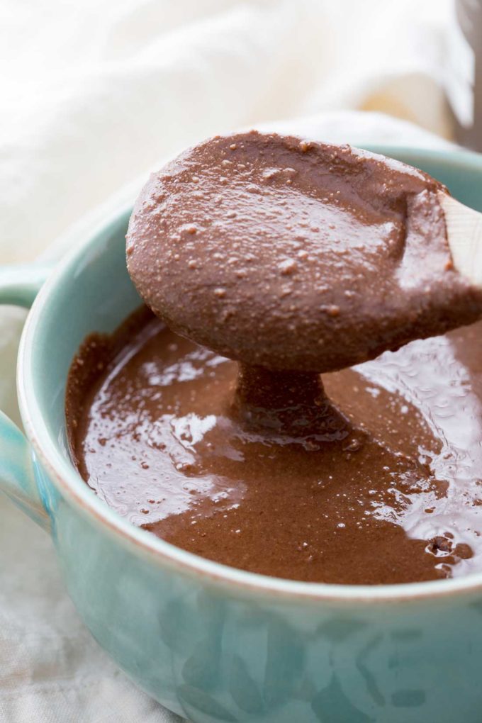 A spoonful of chocolate almond protein butter