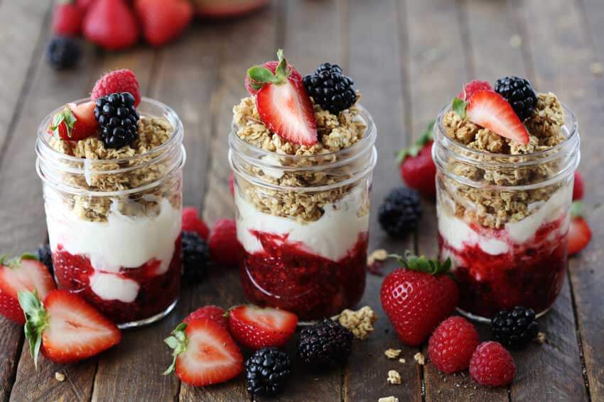 Parfait with a berry compote