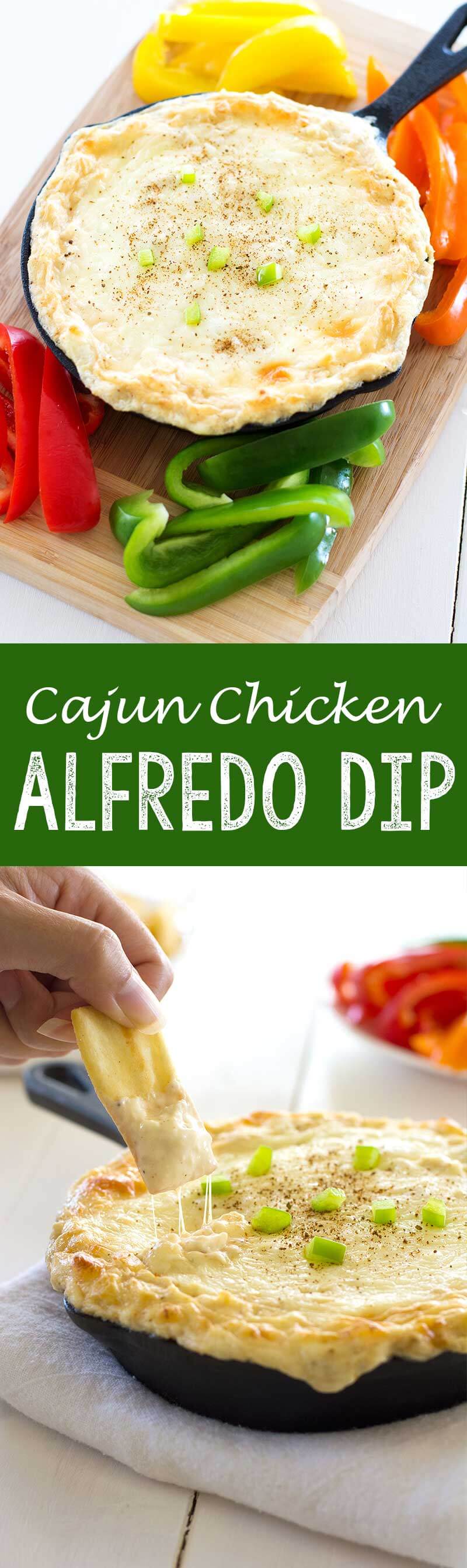 Cajun chicken alfredo dip is the perfect creamy appetizer! 