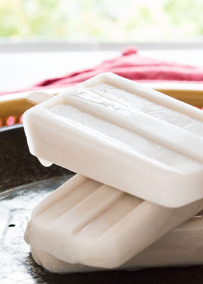 Try these creamy coconut popsicles infused with jasmine tea for dessert. Always on the lookout for a healthy frozen treat with no refined sugar.