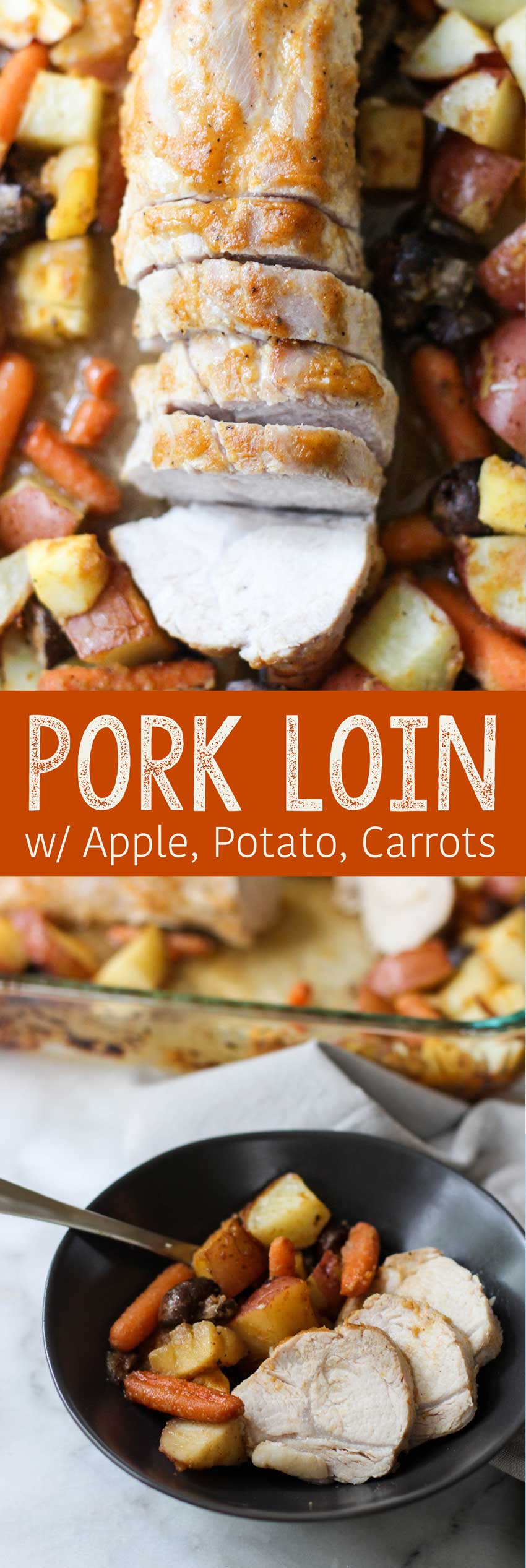 Pork loin with apples, carrots, and potatoes