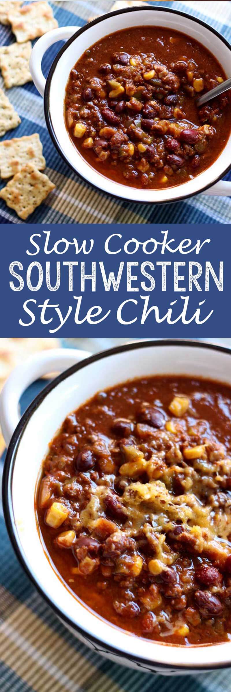 Southwester style chili cooked in the slow cooker or crock pot!