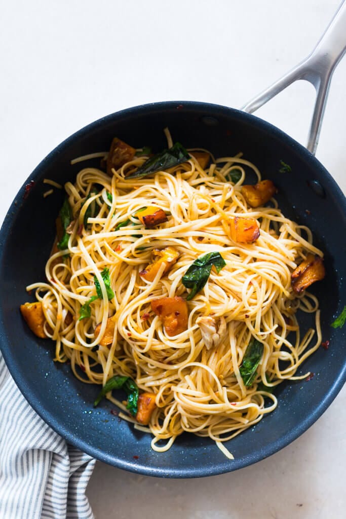 Roasted Pumpkin Spinach Linguine Easy Peasy Meals