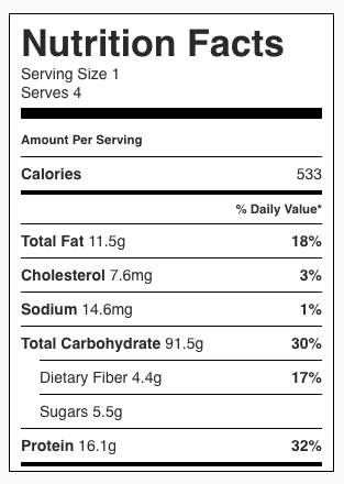 Roasted Pumpkin Spinach Linguine Nutrition Facts