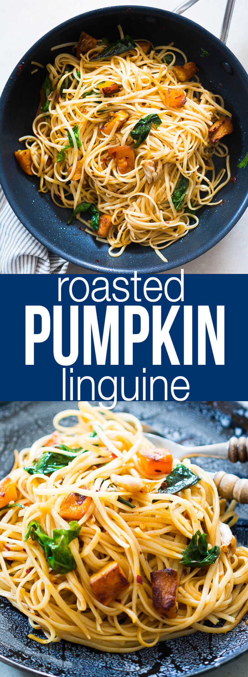 Roasted Pumpkin Spinach Linguine