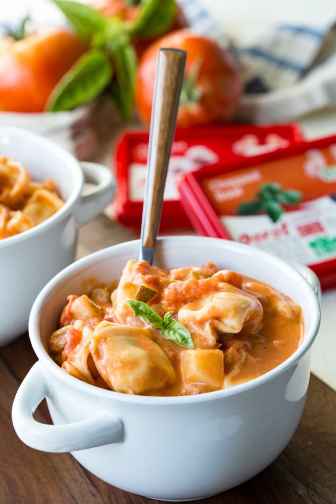Creamy Tomato Basil Tortellini Soup is warm, comforting, and offers tantalizing flavors