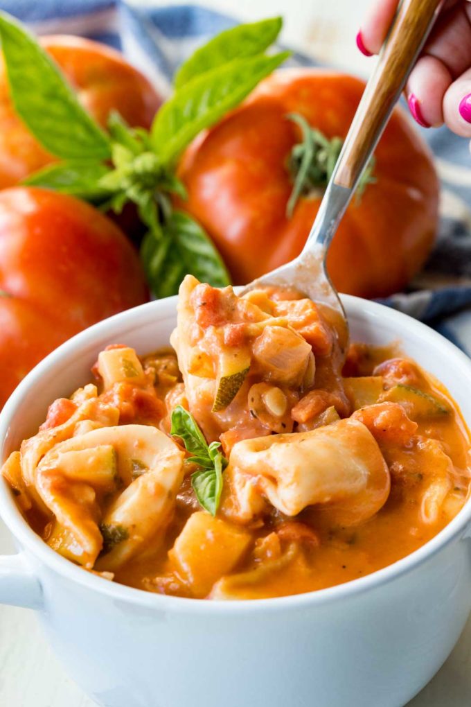 Creamy Tomato Basil Tortellini Soup is hearty and full of tantalizing flavors