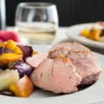 Make your weeknights easier with this healthy, one-skillet pork tenderloin recipe with peaches, fennel and red onion.