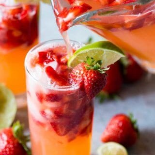 Love sparkling strawberry limeade. A fresh and refreshing drink!