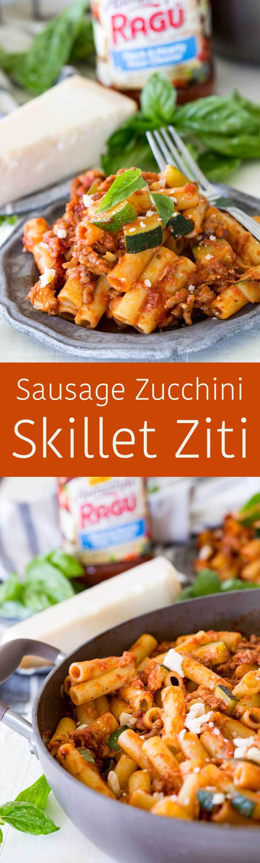 Sausage zucchini skillet pasta, the perfect weeknight meal, a great option for lunch or dinner 