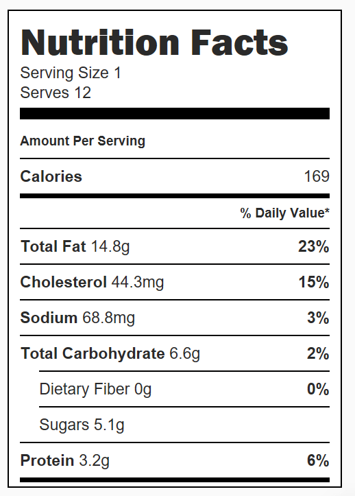 Lime Dreamboat Dessert Nutrition Facts