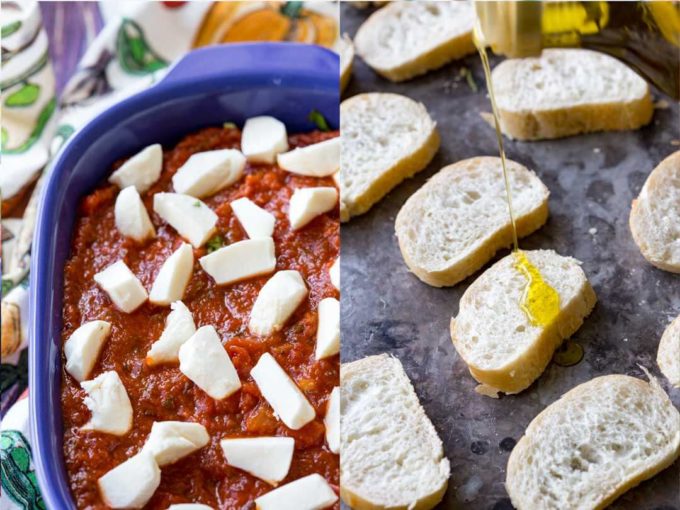 Caprese baked cheese dip