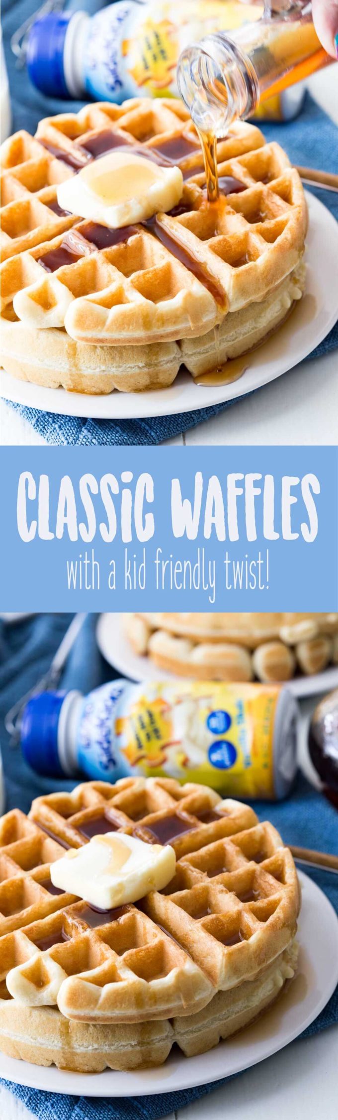 Classic waffle recipe with a fun kid friendly twist to make it even more awesome!