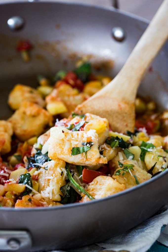 Skillet of ricotta gnocchi