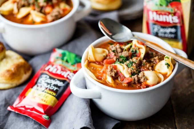 Beefy tomato tortellini soup is a perfect comfort food soup