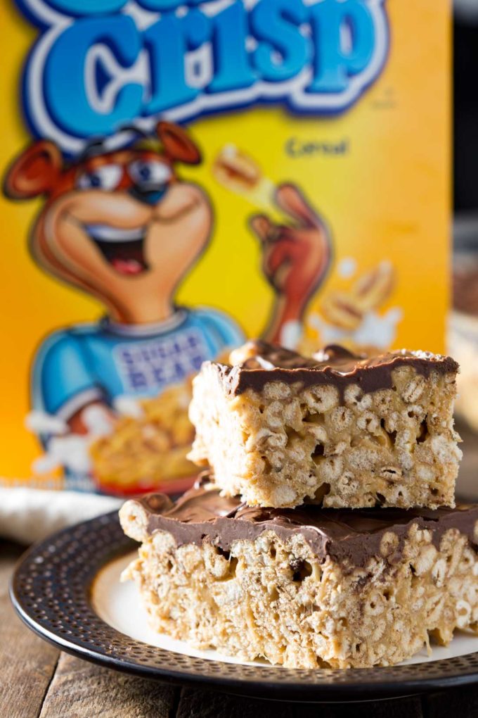 Sugar Puff Cereal Recipes: This is a gooey marshmallow-y, chocolate and peanut butter, cereal bar, with everything you want in a delicious treat. 
