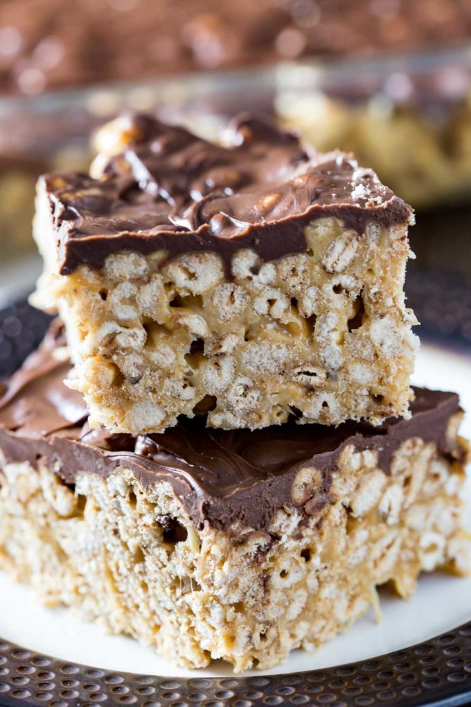 Golden Crisp® Scotcharoos: This is a gooey marshmallow-y, chocolate and peanut butter, cereal bar, with everything you want in a delicious treat. 