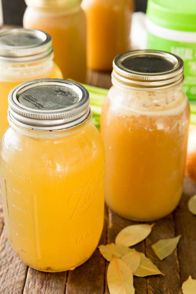 Turkey stock made in the slow cooker. 