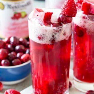 Cranberry Apple Raspberry Sparkling Brunch Punch is easy to make, impressive, and delicious