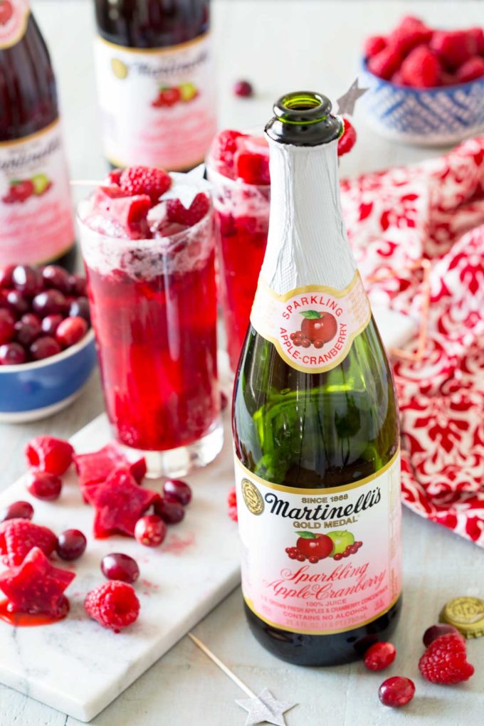 Matinellis is used in this cran apple raspberry sparkling brunch punch