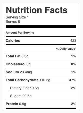 Sweet and Sour Mocktail Nutrition Facts