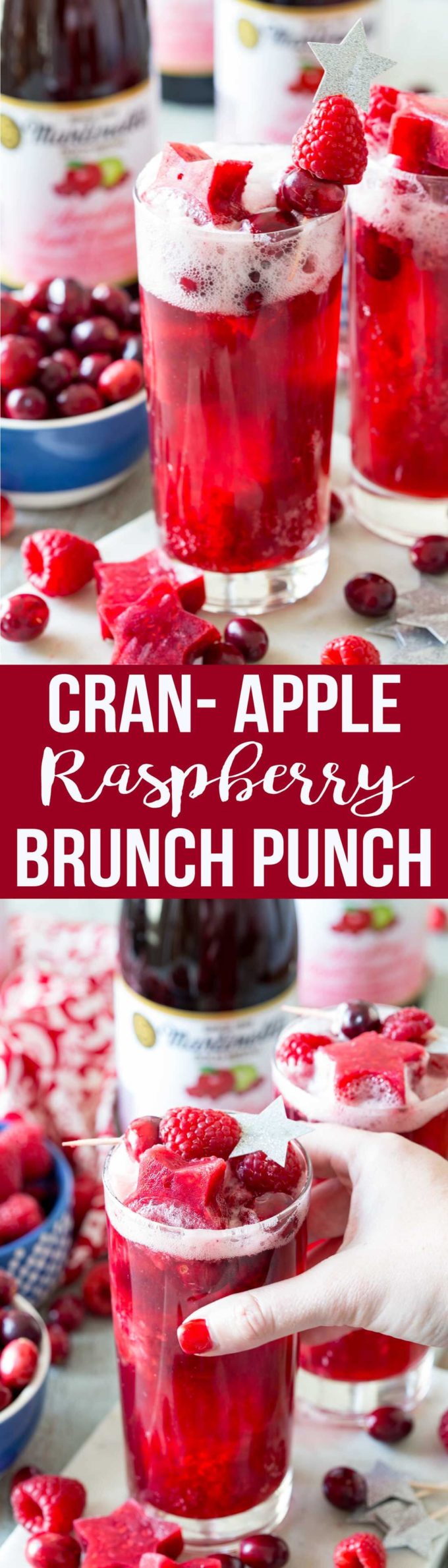 Apple Cranberry Raspberry Sparkling Brunch Punch is so simple to make and tastes amazing