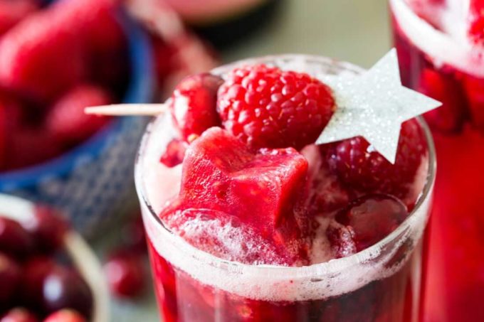 Raspberry Cranberry Apple sparkling brunch punch