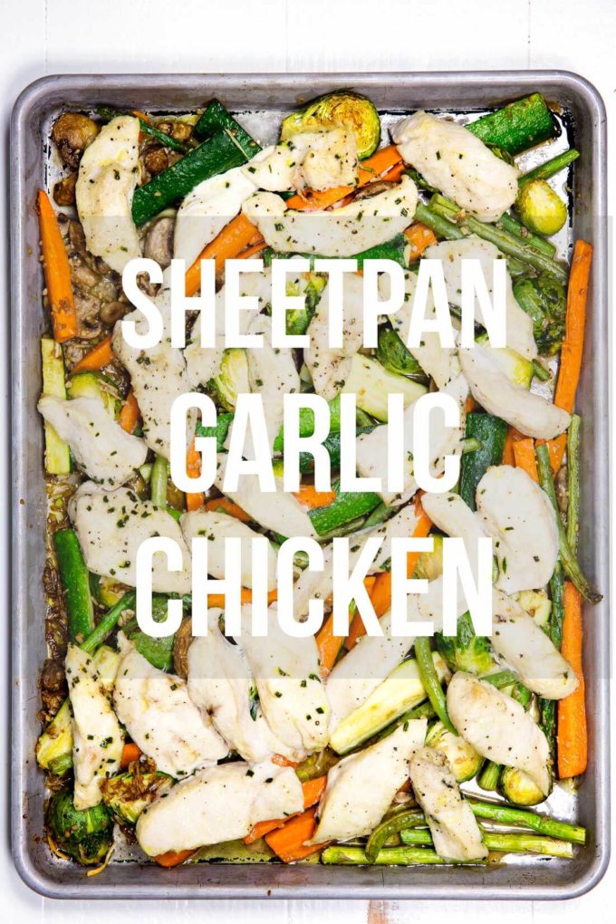One sheet pan garlic chicken, baked to perfection with tons of veggies for a delicious, satisfying meal