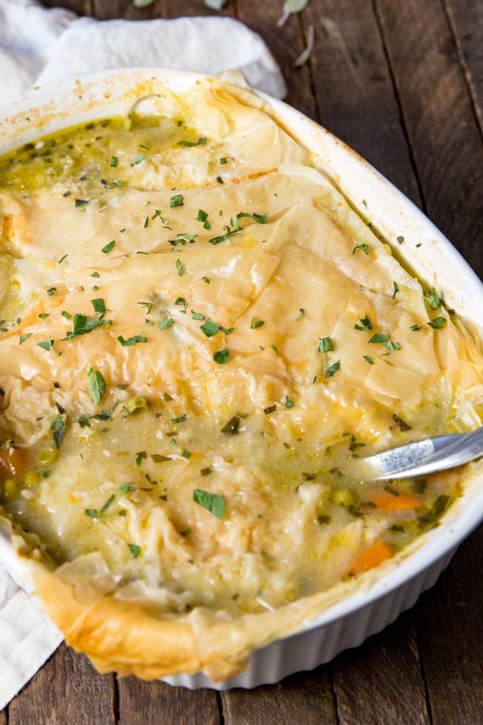 Lightened Up Chicken Pot Pie gives you all the flavors you love without the butter and cream