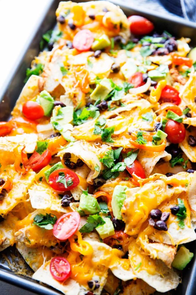 Sheet Pan Chicken Nachos - Easy Peasy Meals