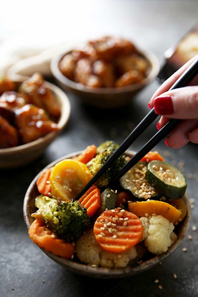 Asian inspired roasted veggies