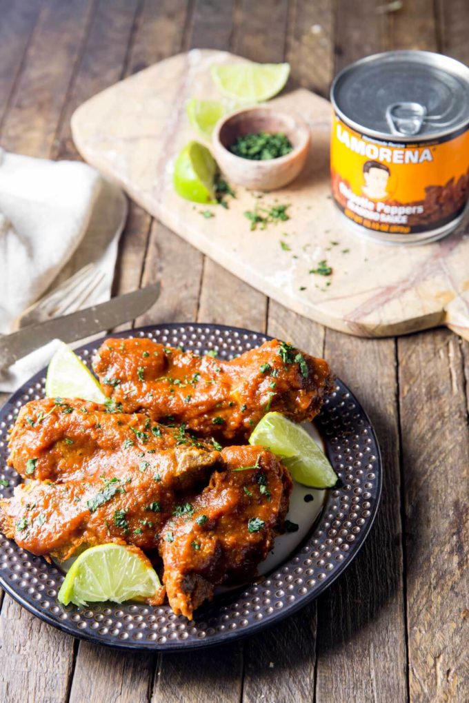 Pineapple chipotle pork ribs, boneless and cooked in a slow cooker