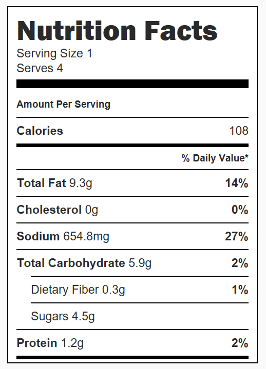 Asian Inspired Roasted Veggies Nutrition Facts